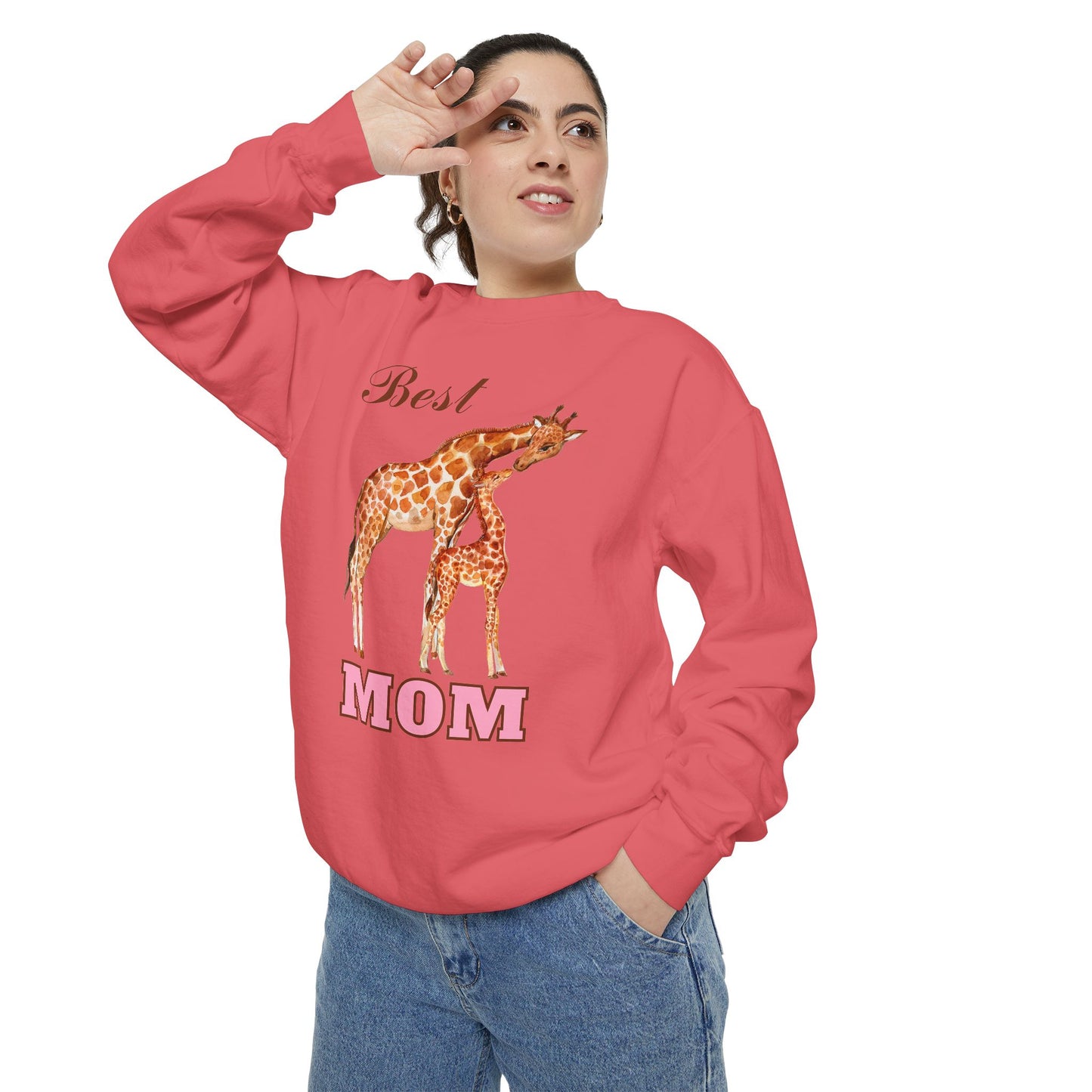 Best Mom Giraffe Design Unisex Garment-Dyed Sweatshirt - 11892