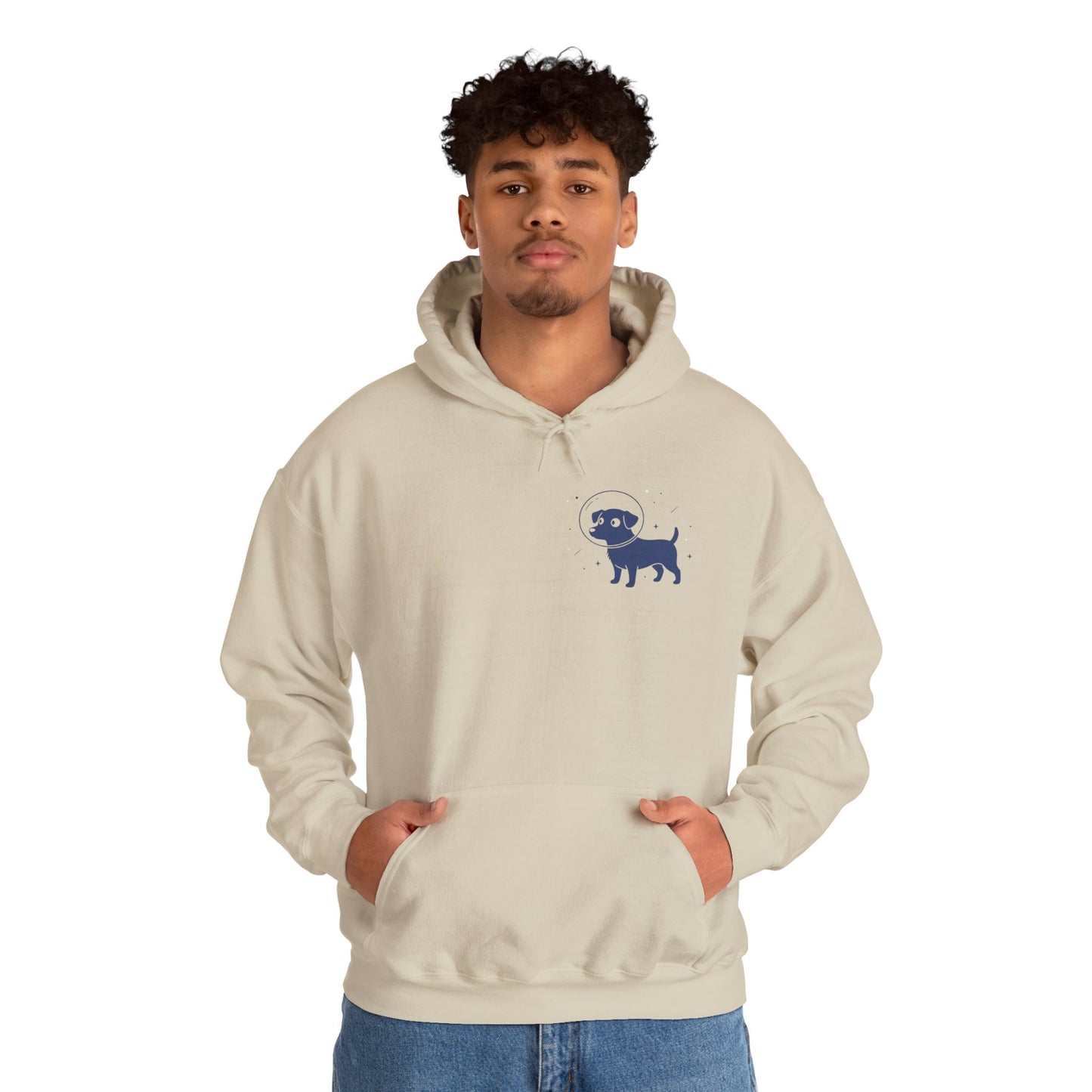 Dog in Space Hoodie – Space Puppy Graphic Hooded Sweatshirt, Unisex Heavy Blend™ - 14679