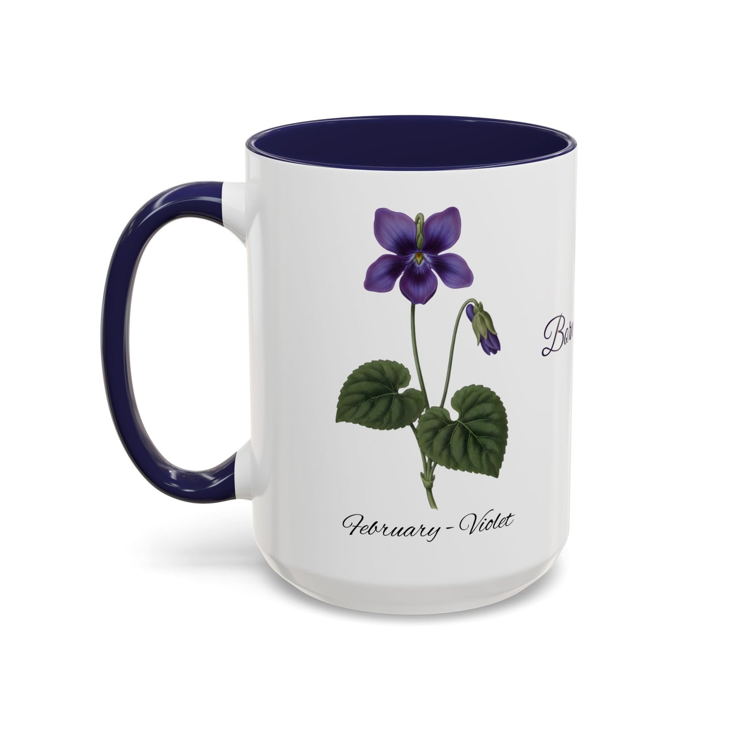 February Birth Flower Violet Mug – Personalized Name Coffee Cup - 14695