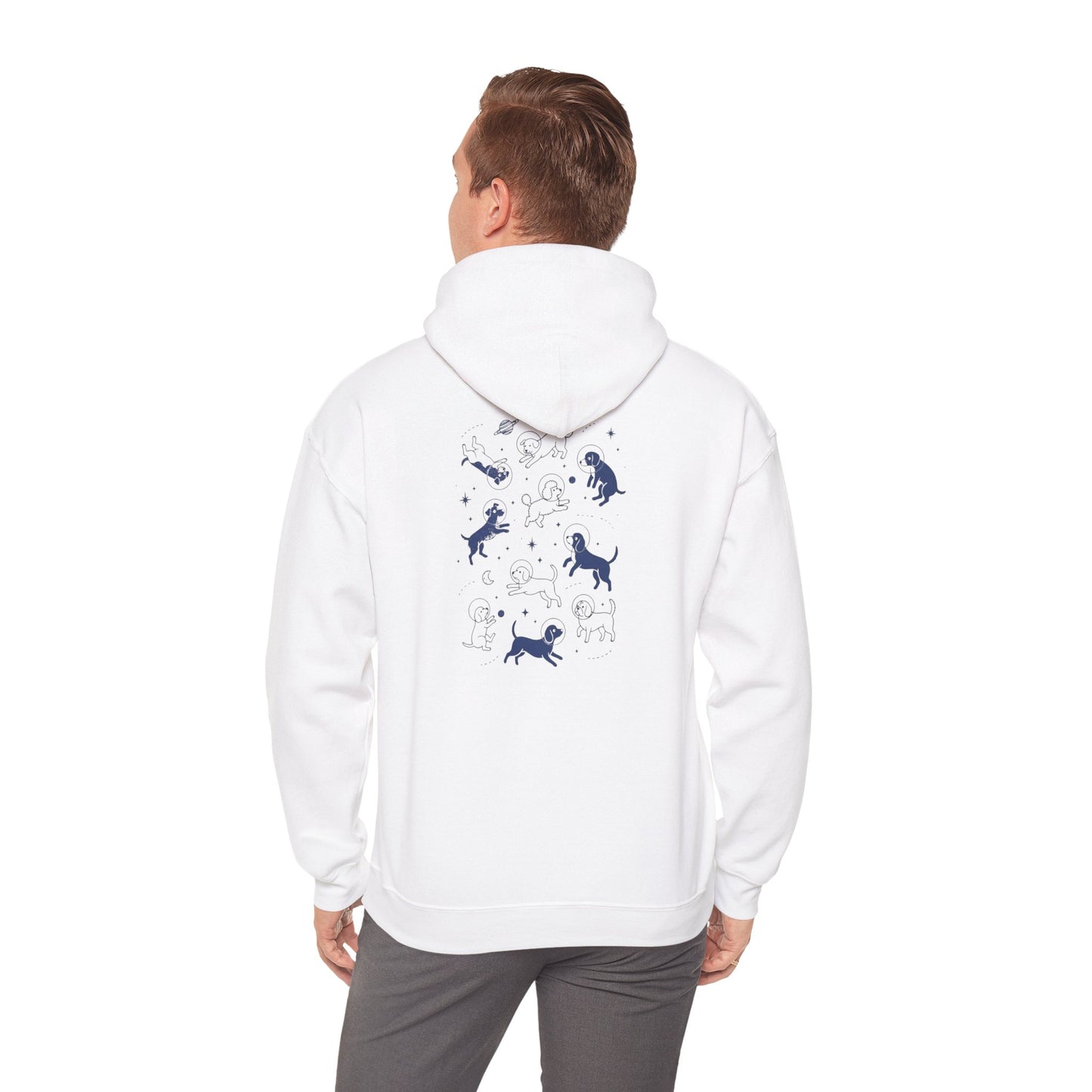 Dog in Space Hoodie – Space Puppy Graphic Hooded Sweatshirt, Unisex Heavy Blend™ - 14679