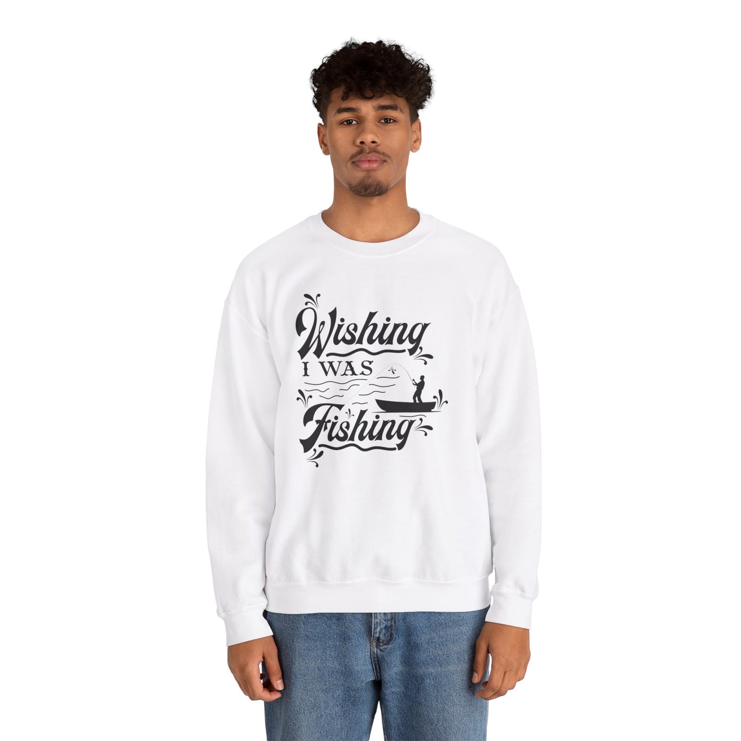 Wishing I Was Fishing - Unisex Heavy Blend™ Crewneck Sweatshirt