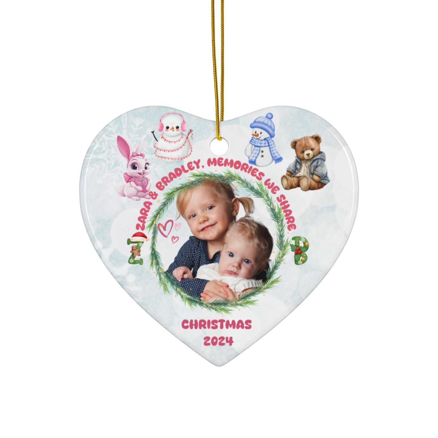 Christmas, Family Photos, Customizable - Ceramic Ornament, 4 Shapes - 10036