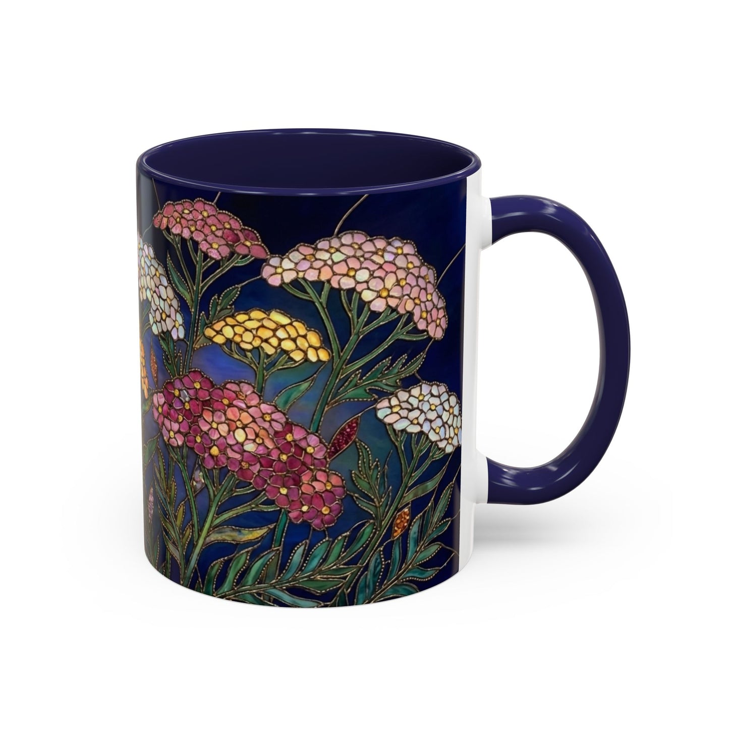 Yarrow Floral Accent Coffee Mug — Stained Glass Design (11/15oz) - 14590