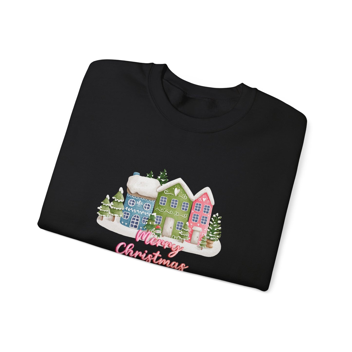 Merry Christmas, Houses - Unisex Heavy Blend™ Crewneck Sweatshirt - 10136