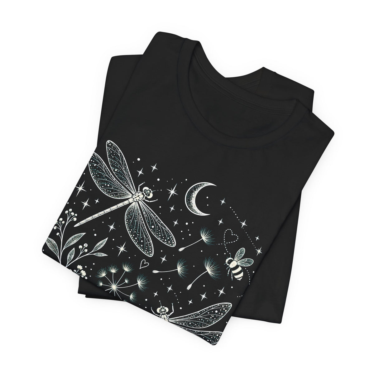 Dragonfly Moon T-Shirt, Whimsical Celestial Nature Tee - 14518
