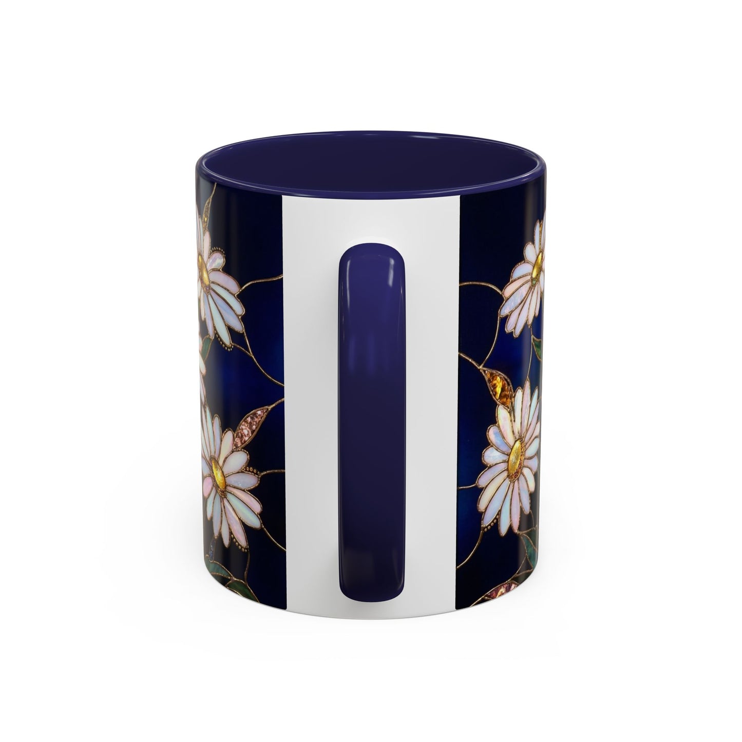 Daisy Floral Accent Coffee Mug — Stained Glass Design (11/15oz) - 14563