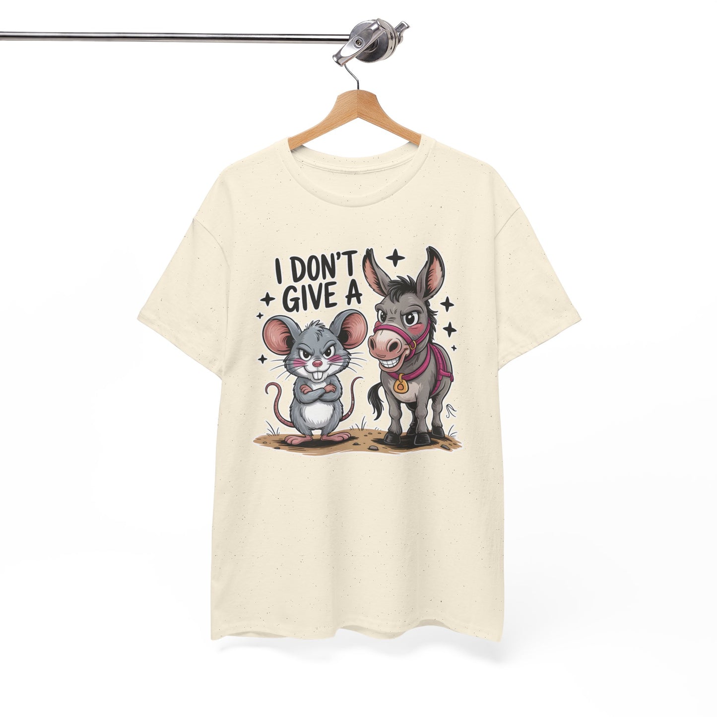Funny Animal T-Shirt – “I Don’t Give a…” Mouse & Donkey Sarcastic Humor Tee Gift - 14856