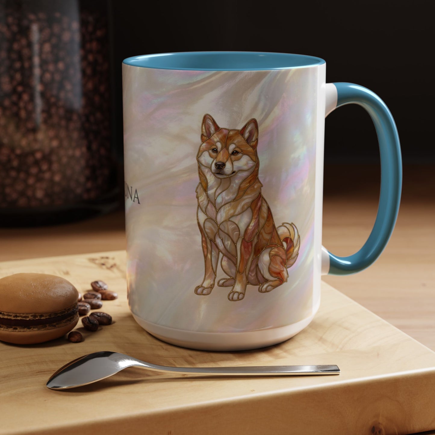Shiba Inu Accent Coffee Mug – Stained Glass Design 11/15oz - 14646