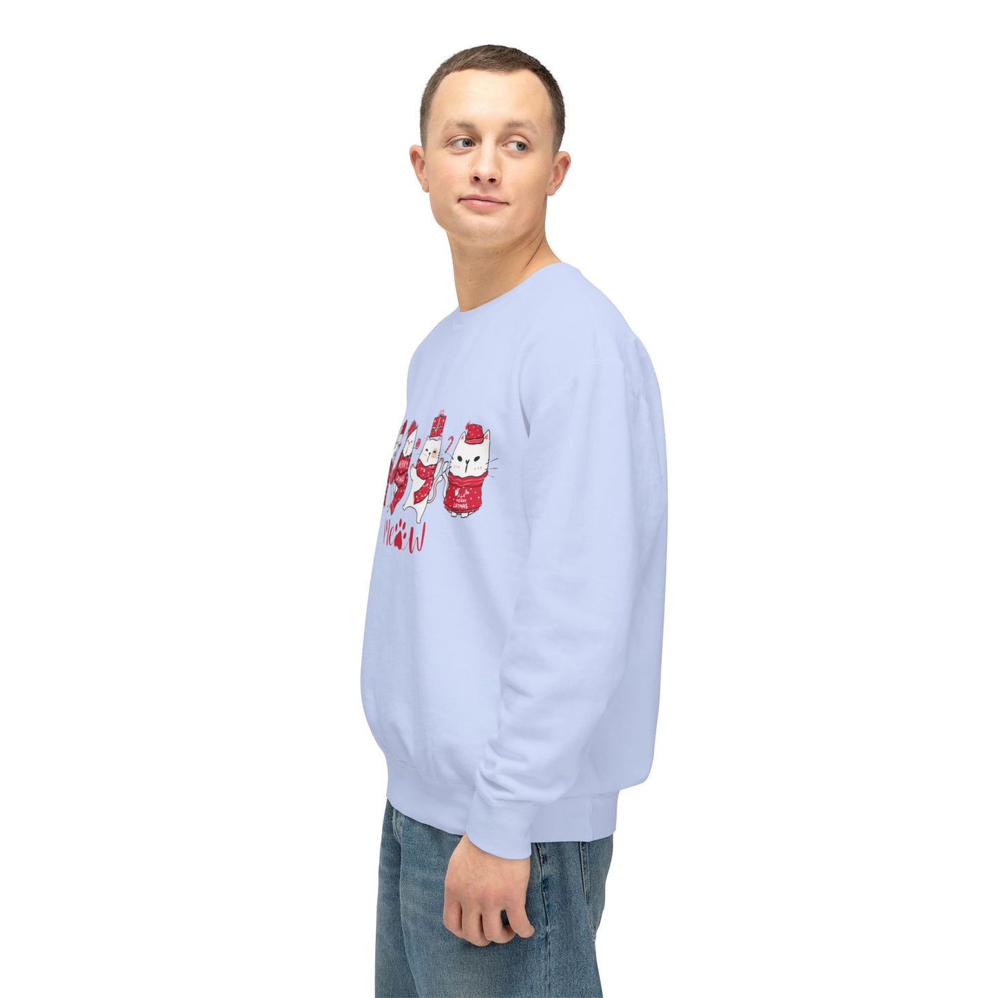 Cats, Merry Christmas - Unisex Lightweight Crewneck Sweatshirt - 10046