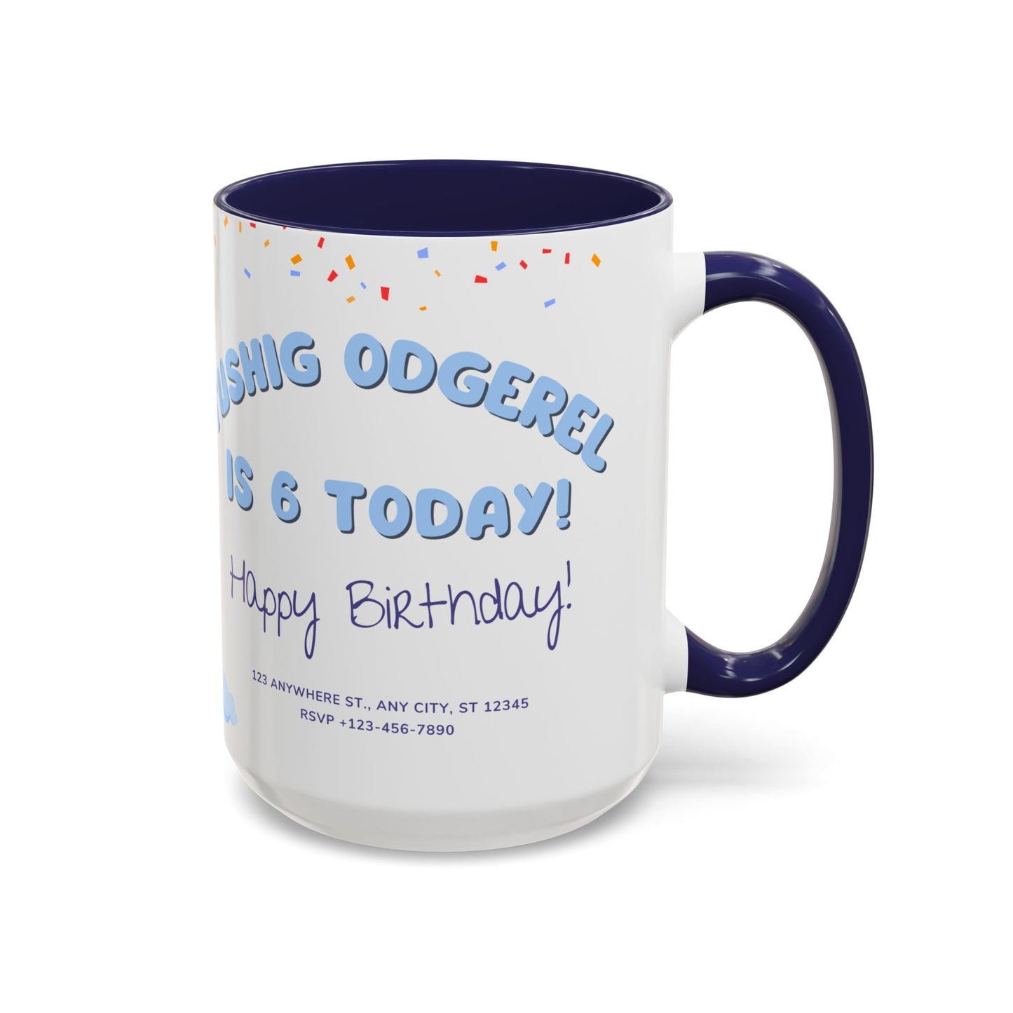 Happy 6th Birthday to A Boy Pilot, Details Customizable - Accent Coffee Mug (11, 15oz) - 11233