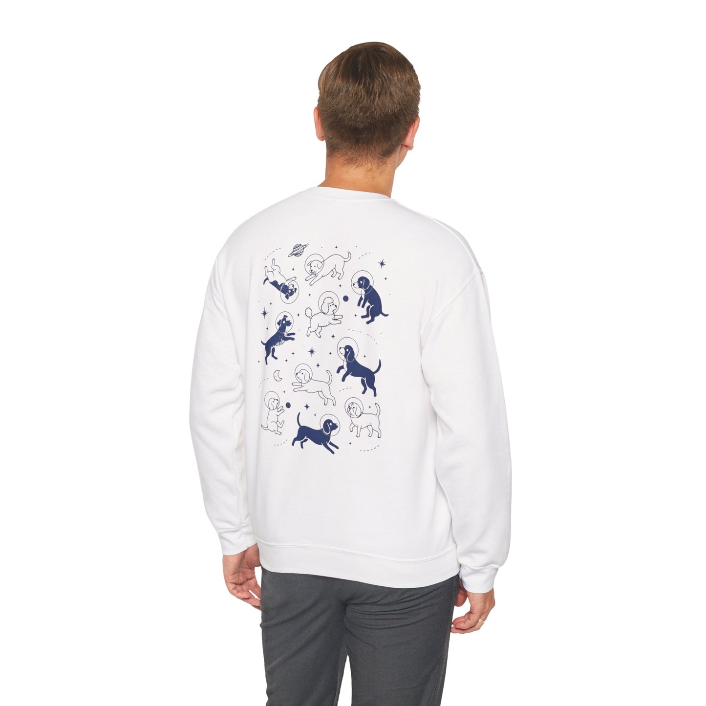 Dog in Space Crewneck Sweatshirt – Space Puppy Graphic Pullover - 14678