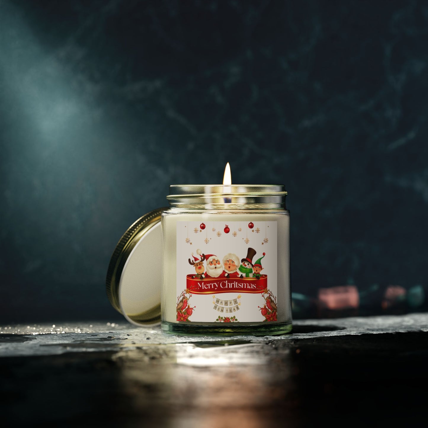 Merry Christmas - Scented Candles, Coconut Apricot Wax (4oz, 9oz)