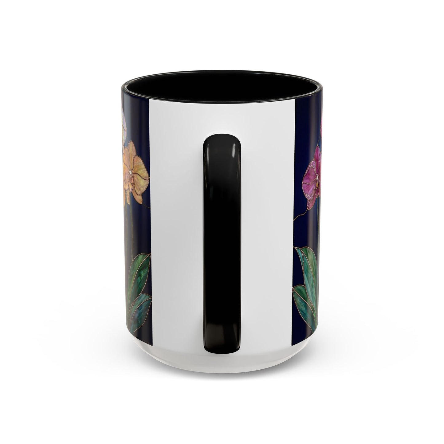 Orchid Bloom Accent Mug — Stained Glass Design (11/15oz) - 14579
