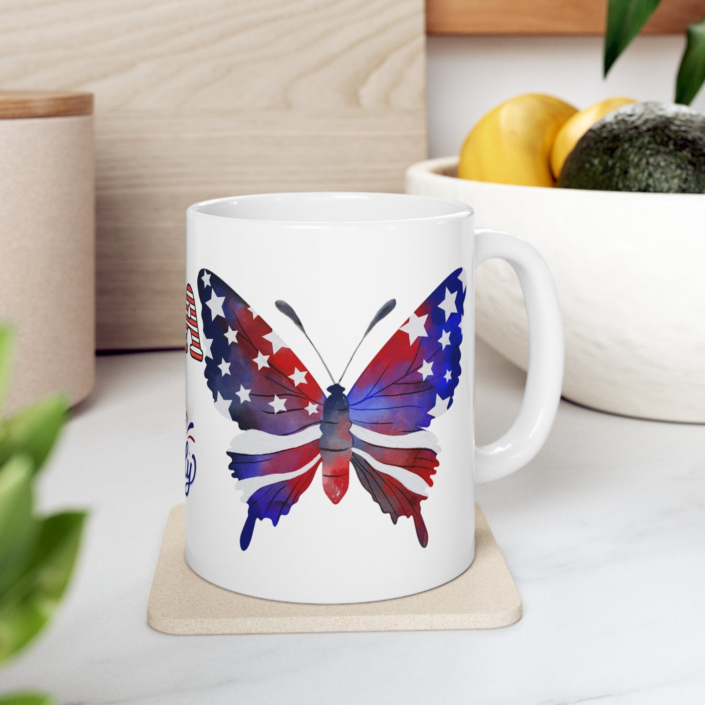 July 4, Sunflower & Butterfly - Ceramic Mug, (11oz, 15oz)