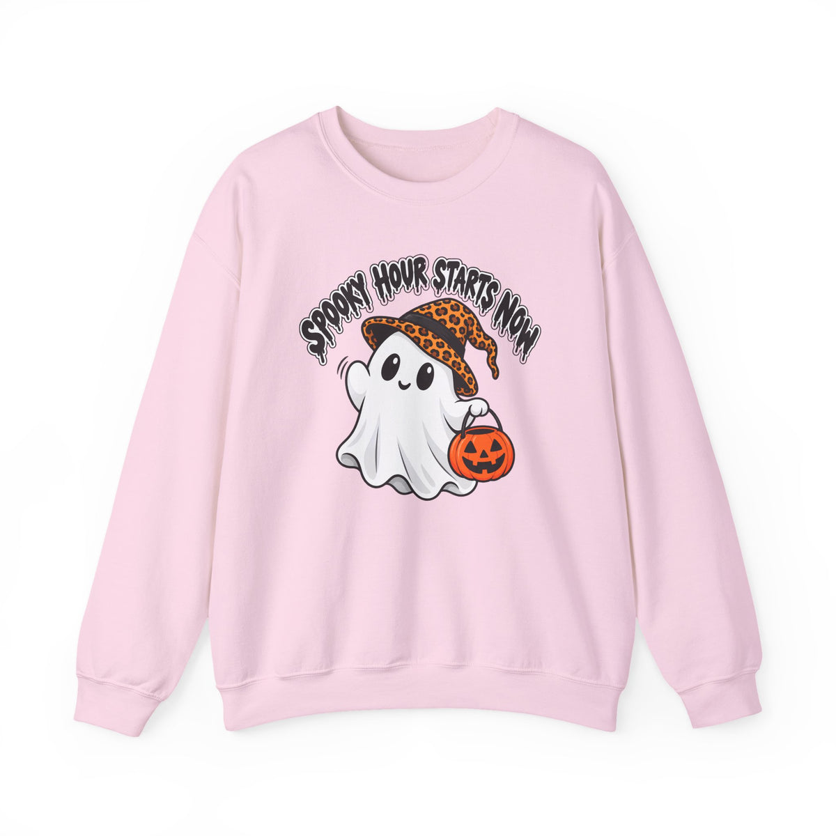 Spooky Hour Starts Now Sweatshirt, Cute Halloween Ghost Crewneck - 14536