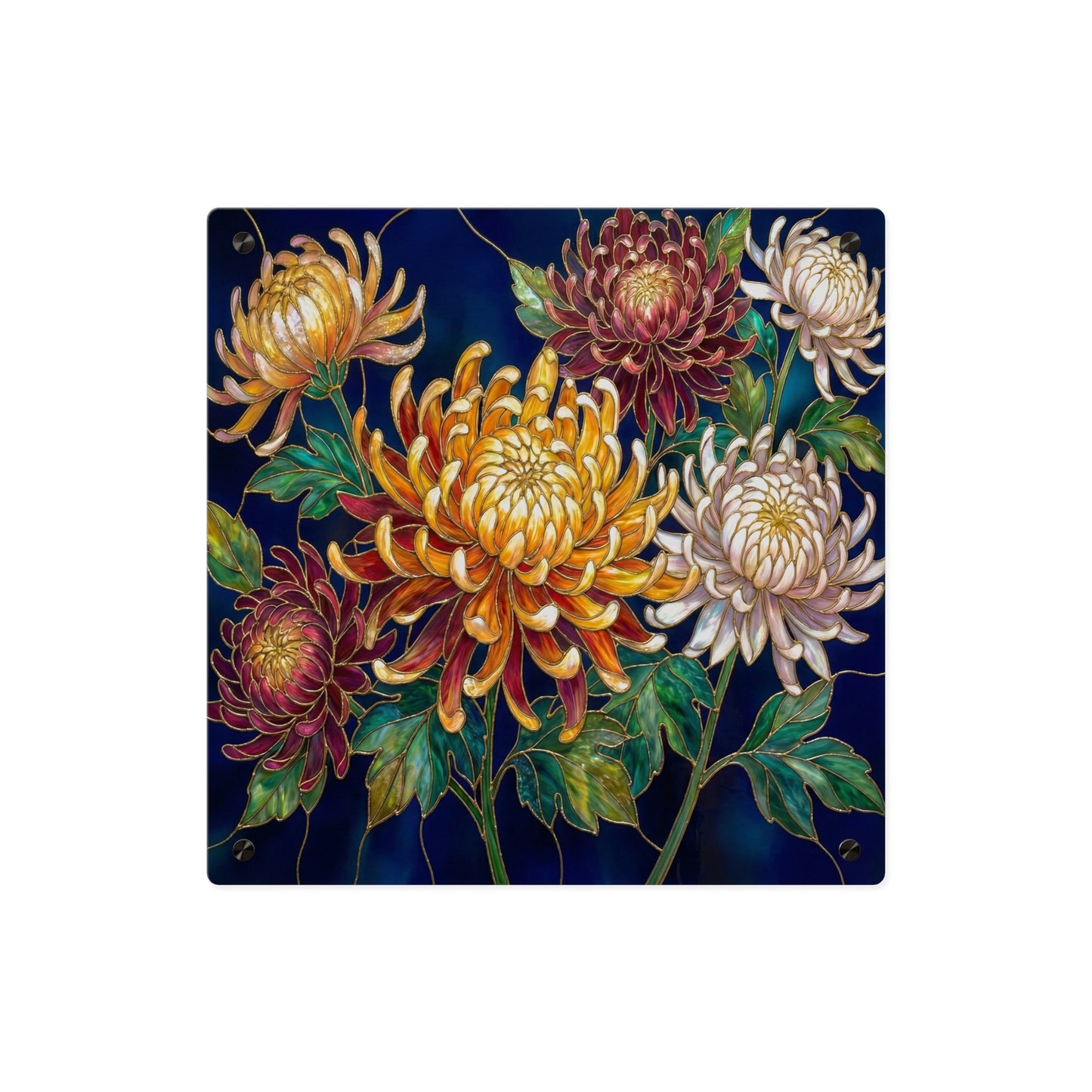 Chrysanthemum Acrylic Wall Art Panel — Floral Botanical Home Décor - 14609