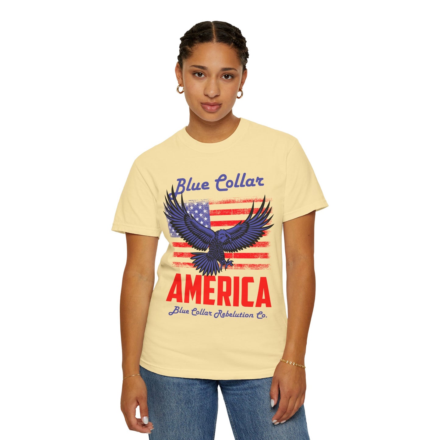 Unisex American Eagle Graphic Tee - Perfect for Patriotic Events, Casual Wear, 4th of July Gatherings, Gifts for Blue Collar Workers - 13695