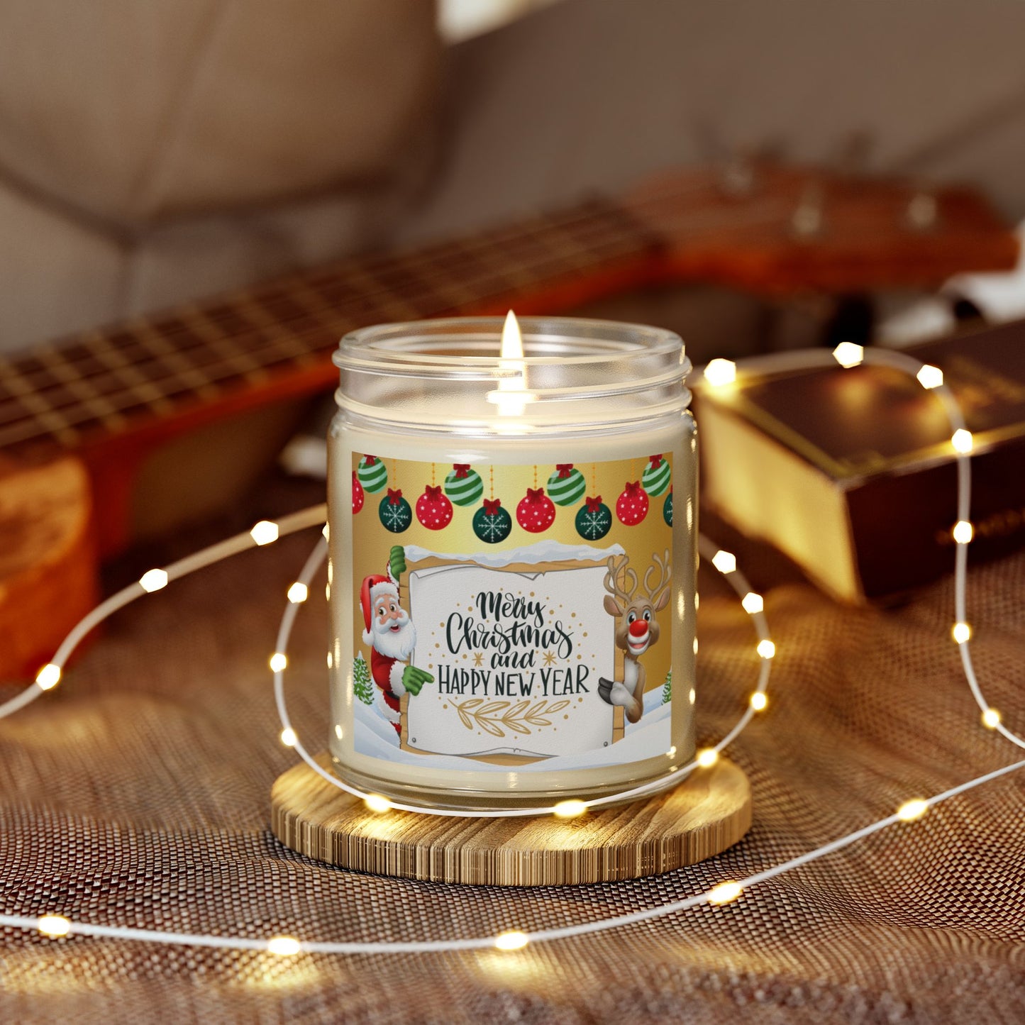 Merry Christmas, Happy New Year - Scented Candles, Coconut Apricot Wax (4oz, 9oz)