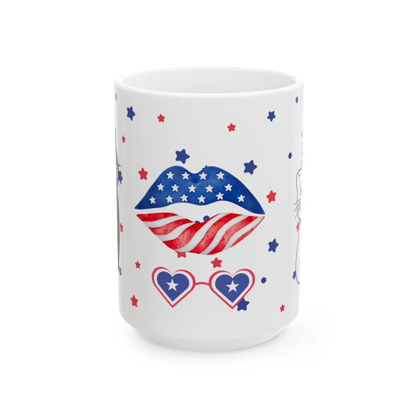 July 4, Cat's Love - Ceramic Mug, (11oz, 15oz) - 10588