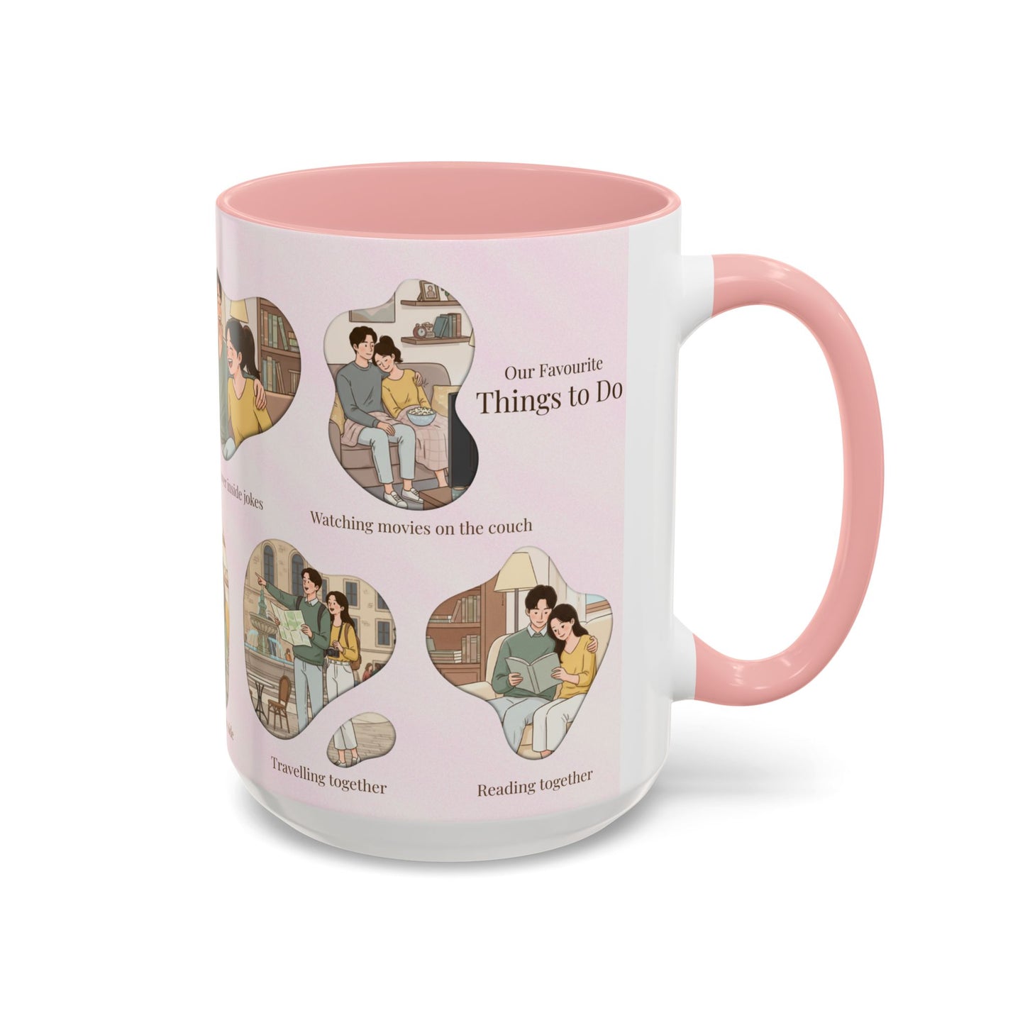 Our Favorite Things to Do Valentine’s Mug – Cozy Couples Illustrated Accent Coffee Mug - 14703