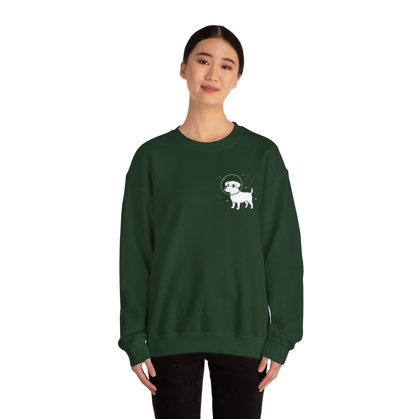 Dog in Space Crewneck Sweatshirt – Space Puppy Graphic Pullover - 14678