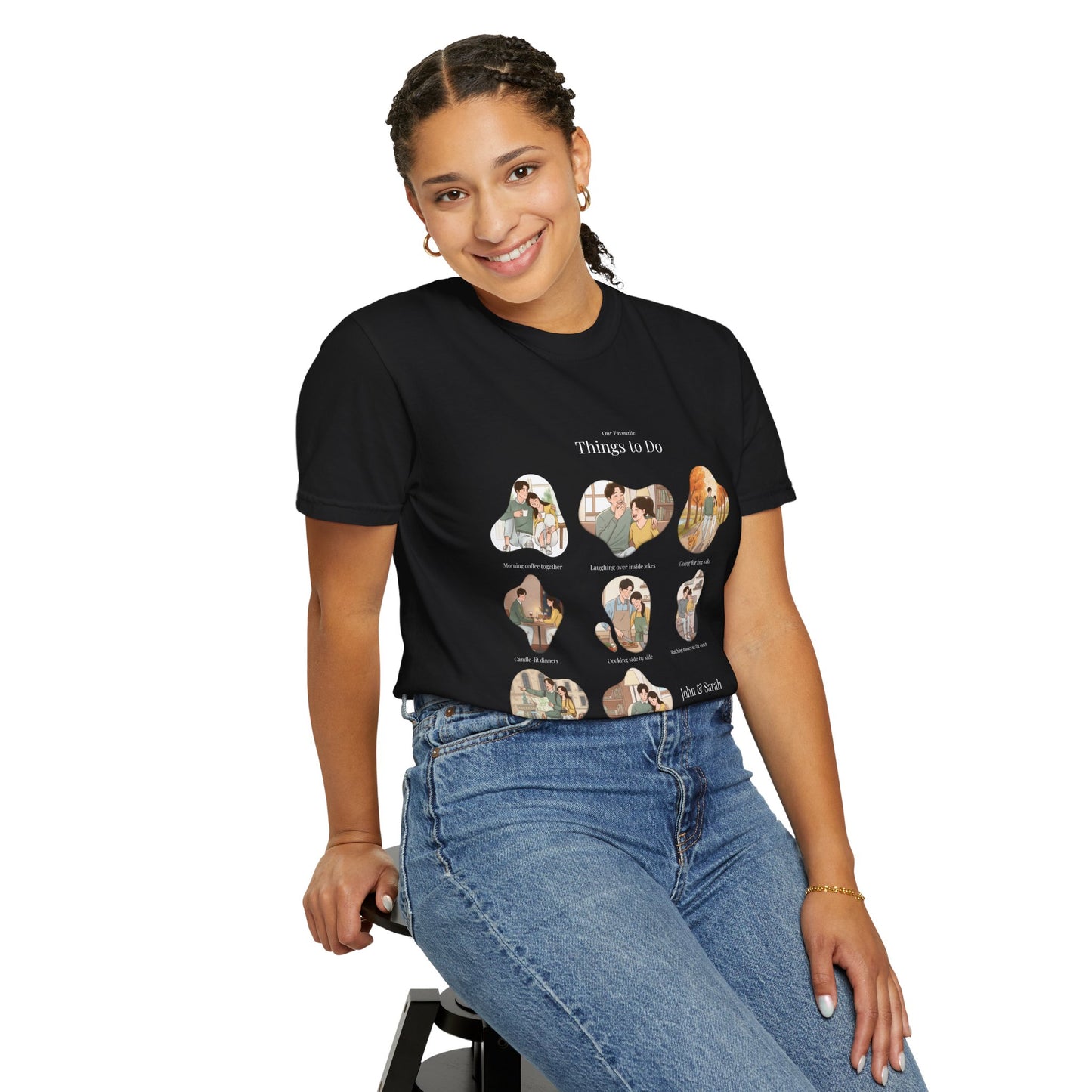 Our Favourite Things to Do Together – Personalised Valentine’s Illustration T-Shirt Gift - 14721
