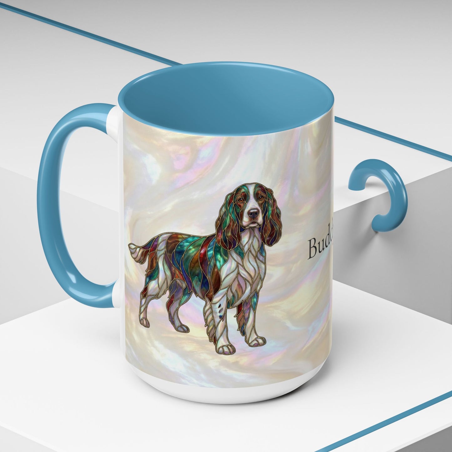 Springer Spaniel Accent Coffee Mug – Stained Glass Design 11/15oz - 14648