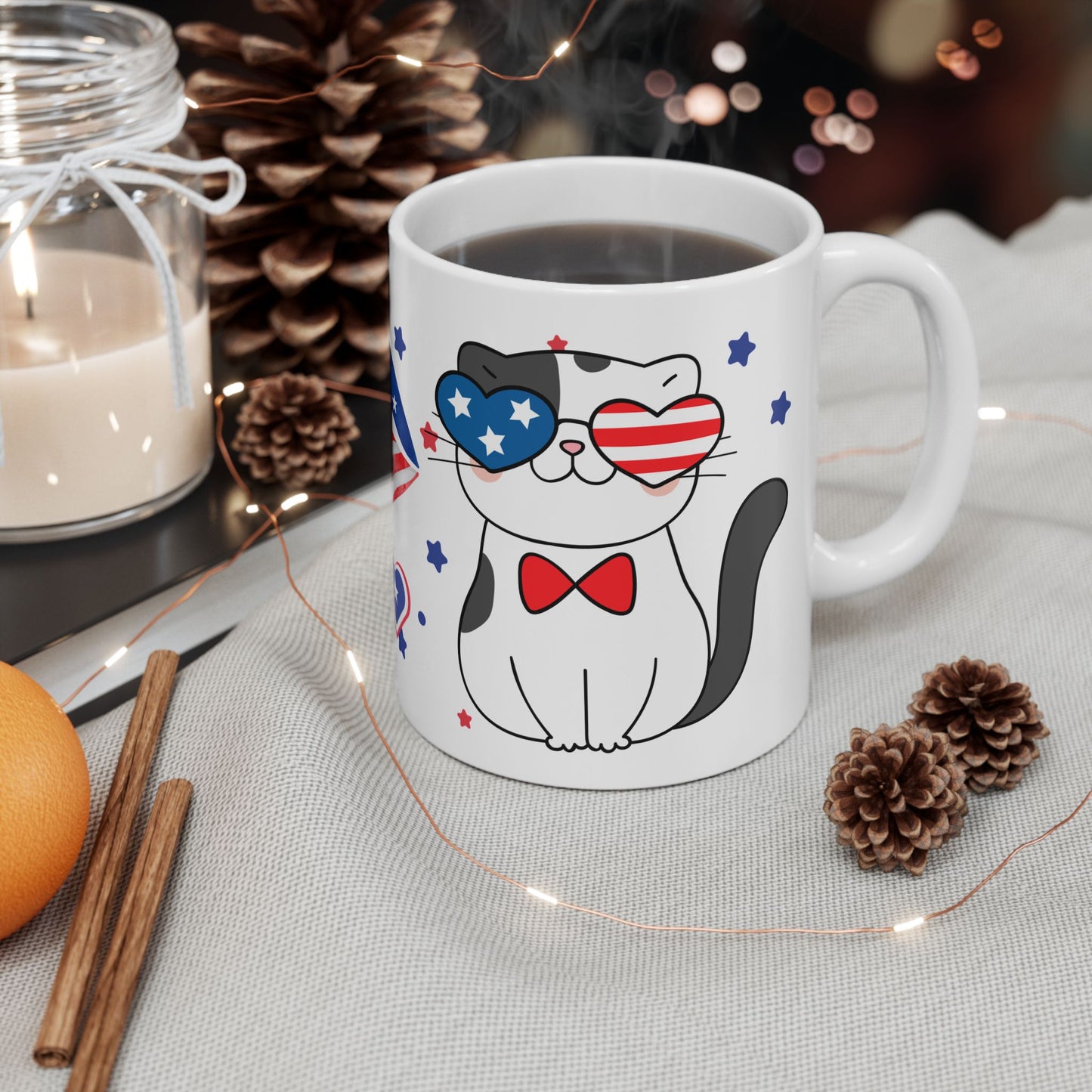 July 4, Cat's Kiss - Ceramic Mug, (11oz, 15oz) - 10586