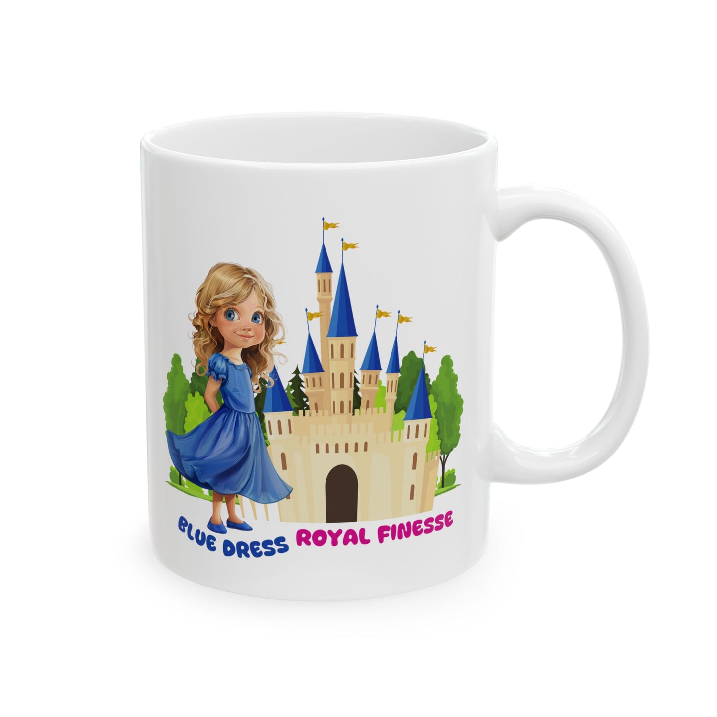 Blue Dress Princess, Royal Finesse, Customizable - Ceramic Mug, (11oz, 15oz)