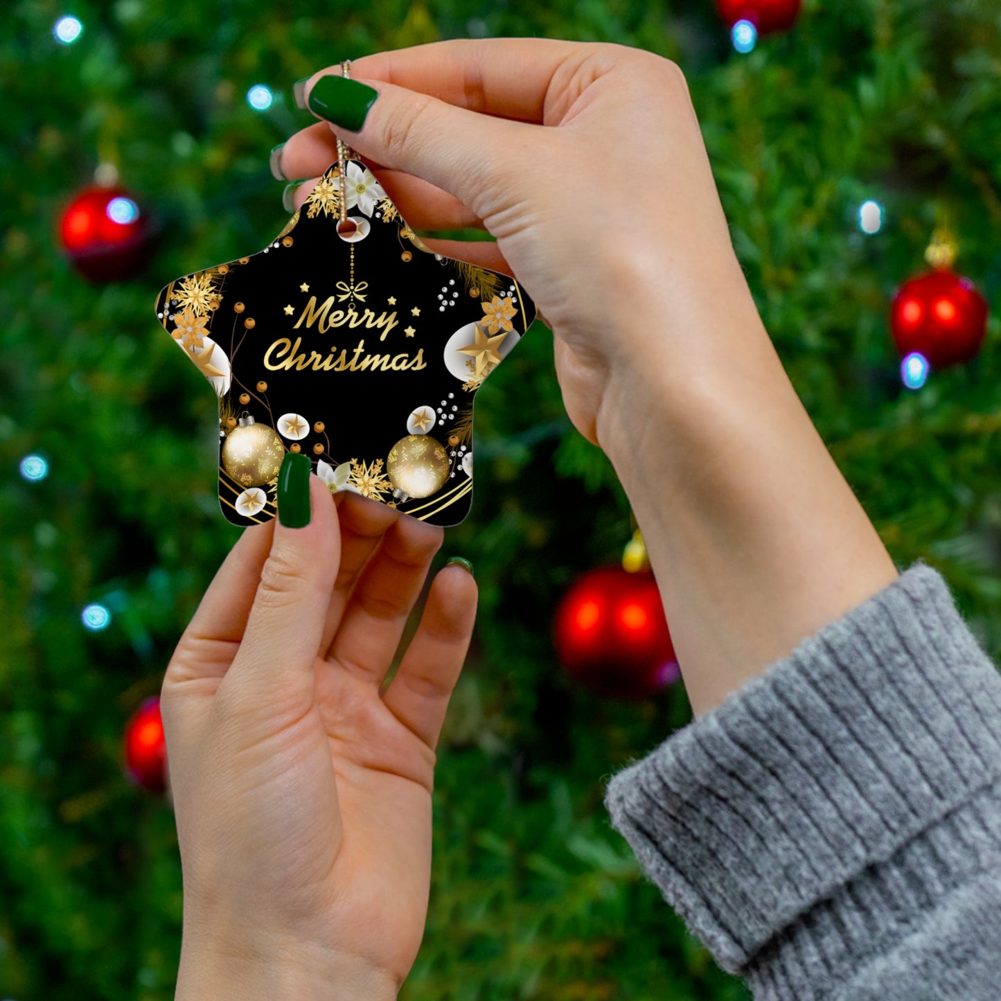 Merry Christmas - Ceramic Ornament, 4 Shapes