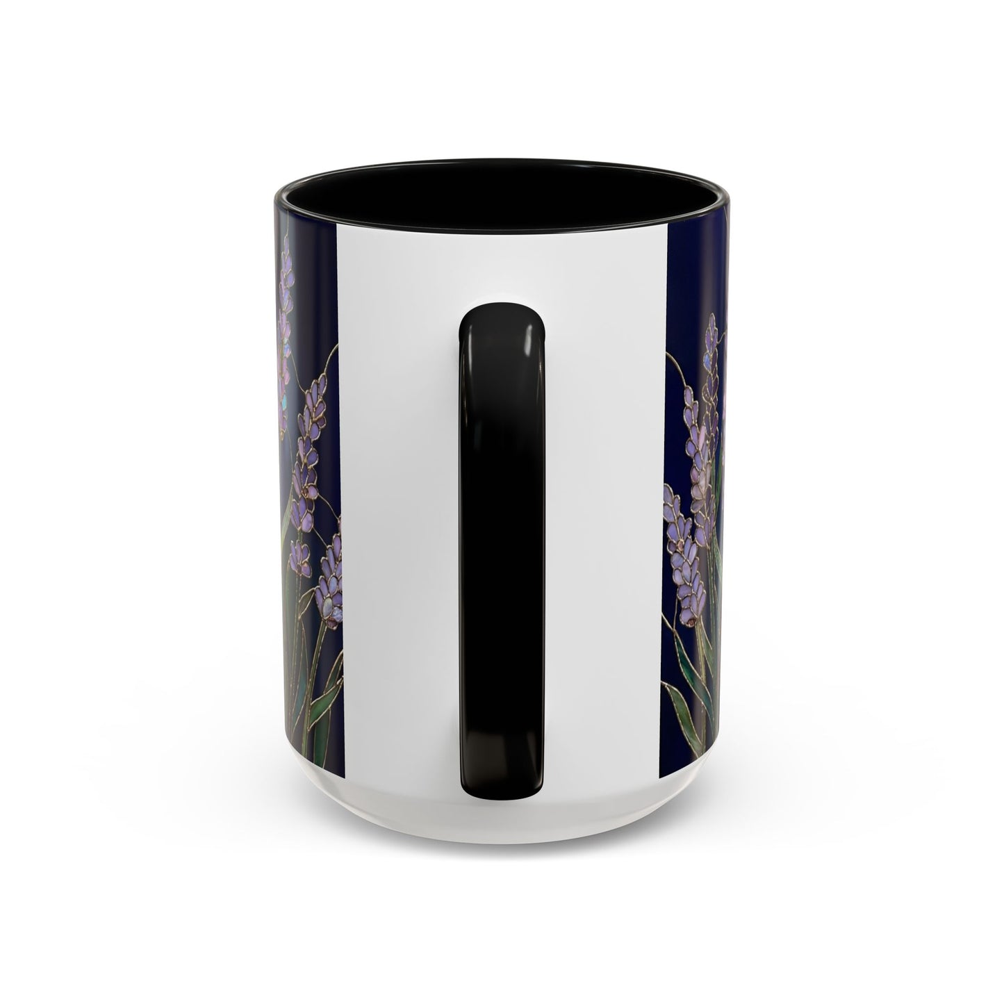 Lavender Floral Accent Coffee Mug — Stained Glass Design 11/15oz - 14531