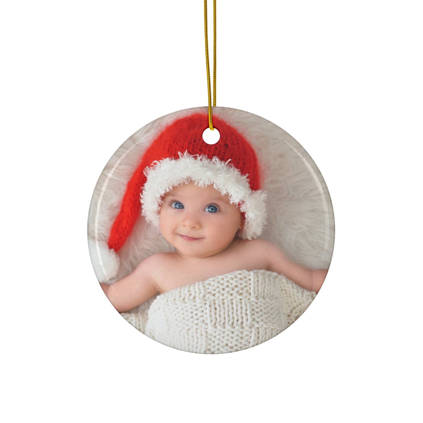 Christmas, Baby Photo, Customizable - Ceramic Ornament, 4 Shapes