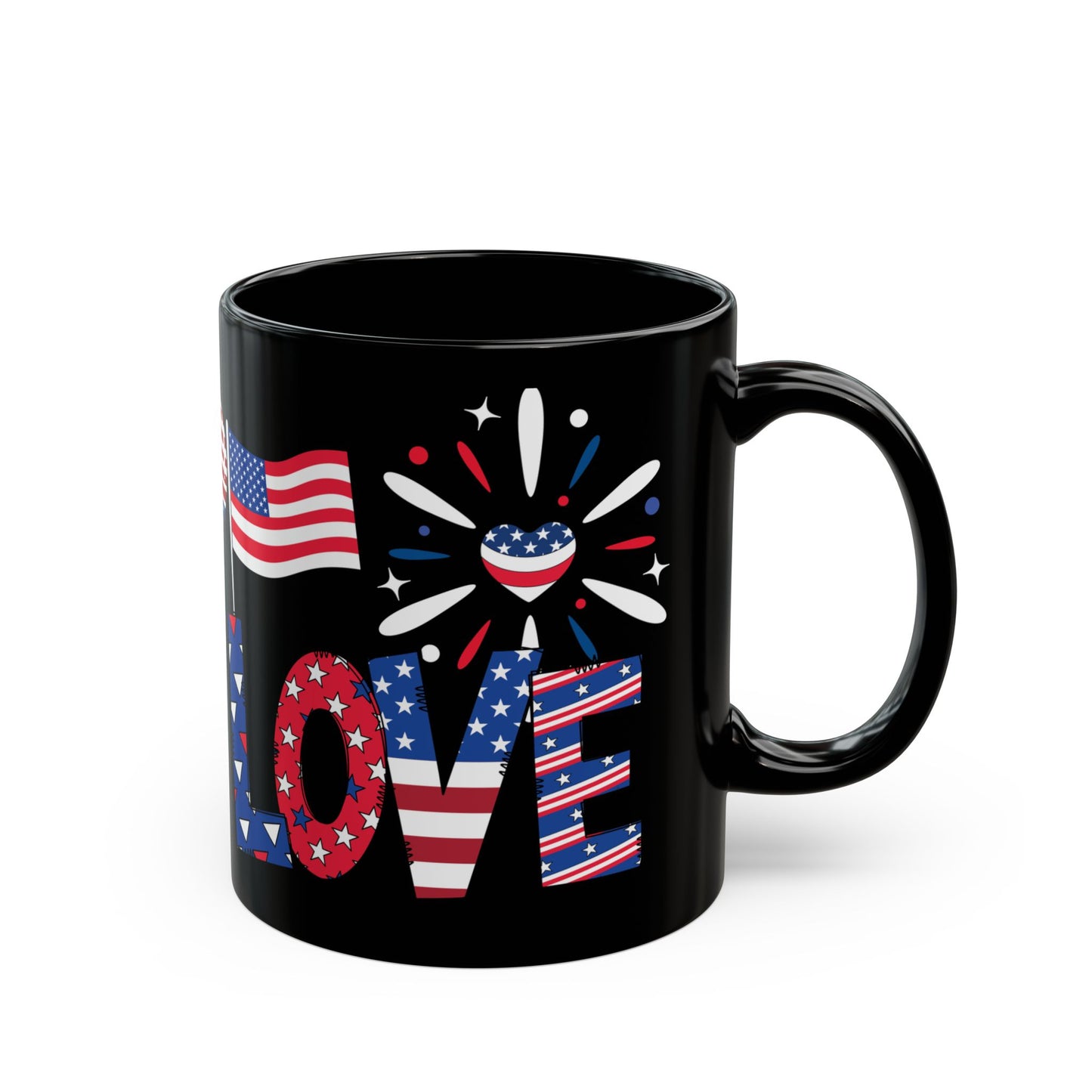 July 4, Patriotic Eagle - Black Mug (11oz, 15oz) - 10577