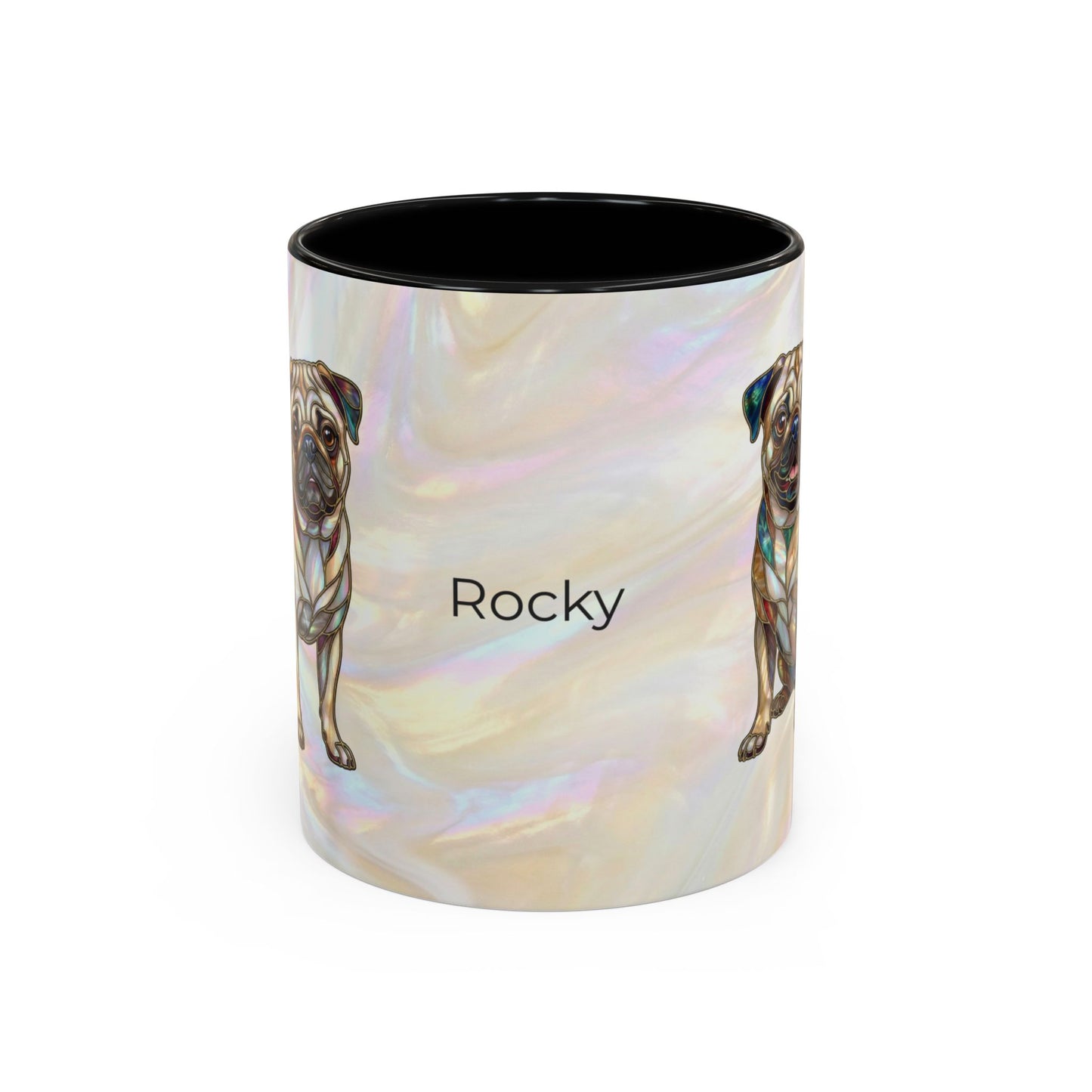 Personalized Pug Accent Coffee Mug –  Stained Glass Design (11/15oz) - 14547