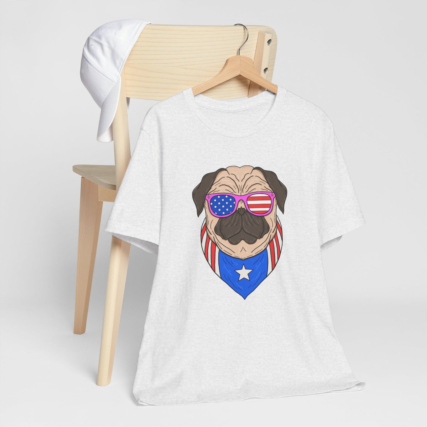 Patriotic Pug Tee, Independence Day T-Shirt, Dog Lovers Gift, Summer Casual Wear, Fun Family Outing Shirt - 13733
