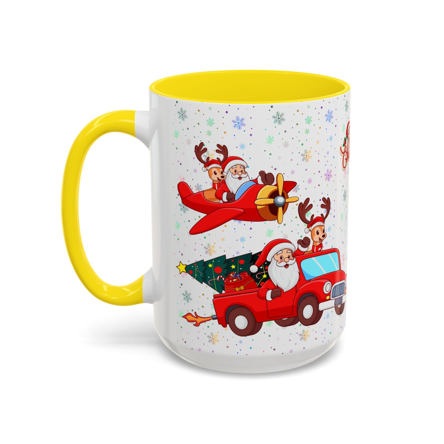 Christmas Party, Santa, Snowman, Reindeer - Accent Coffee Mug (11, 15oz) - 10426