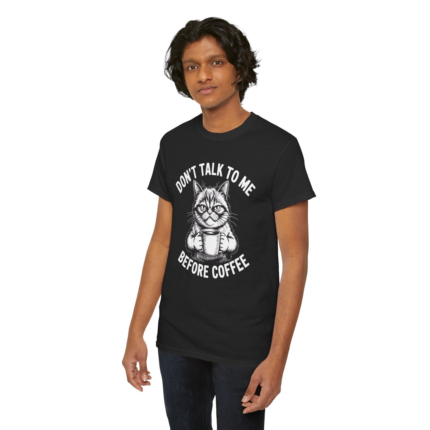 Funny Cat Coffee T-Shirt – “Don’t Talk To Me Before Coffee” Graphic Tee | Cute Grumpy Cat Shirt Gift - 14842