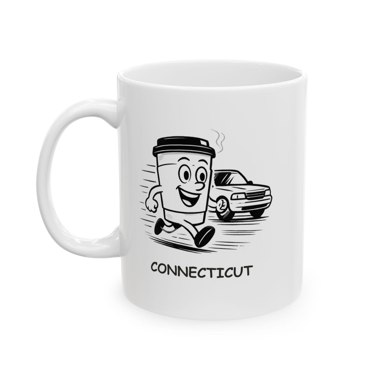 "In Connecticut, the only thing faster than the traffic is the coffee." Ceramic Mug - 13784