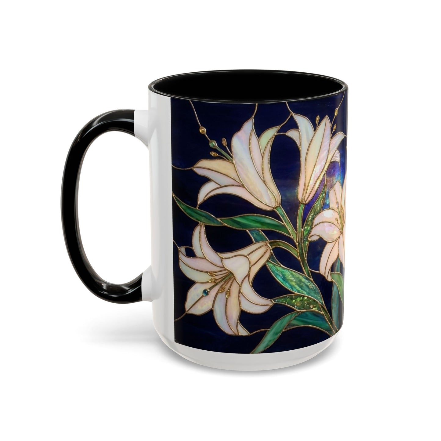 Lily Floral Accent Coffee Mug — Stained Glass Style 11/15oz - 14575