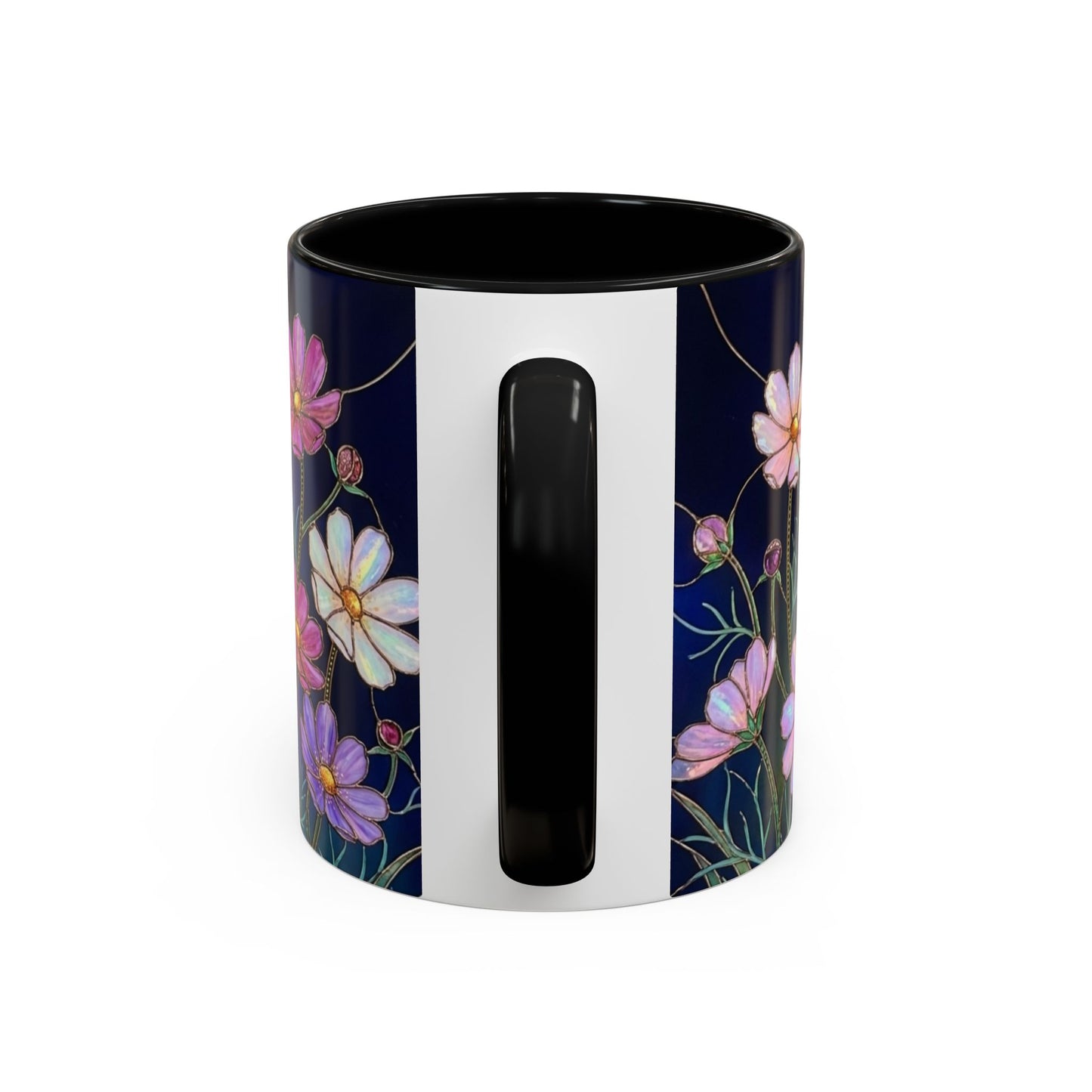 Cosmos Floral Accent Coffee Mug — Stained Glass Design 11/15oz - 14561