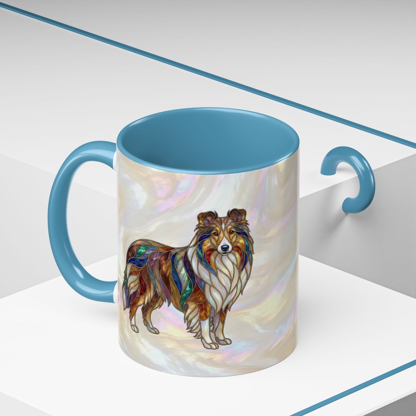 Sheltie Accent Coffee Mug – Stained Glass Design 11/15oz - 14645
