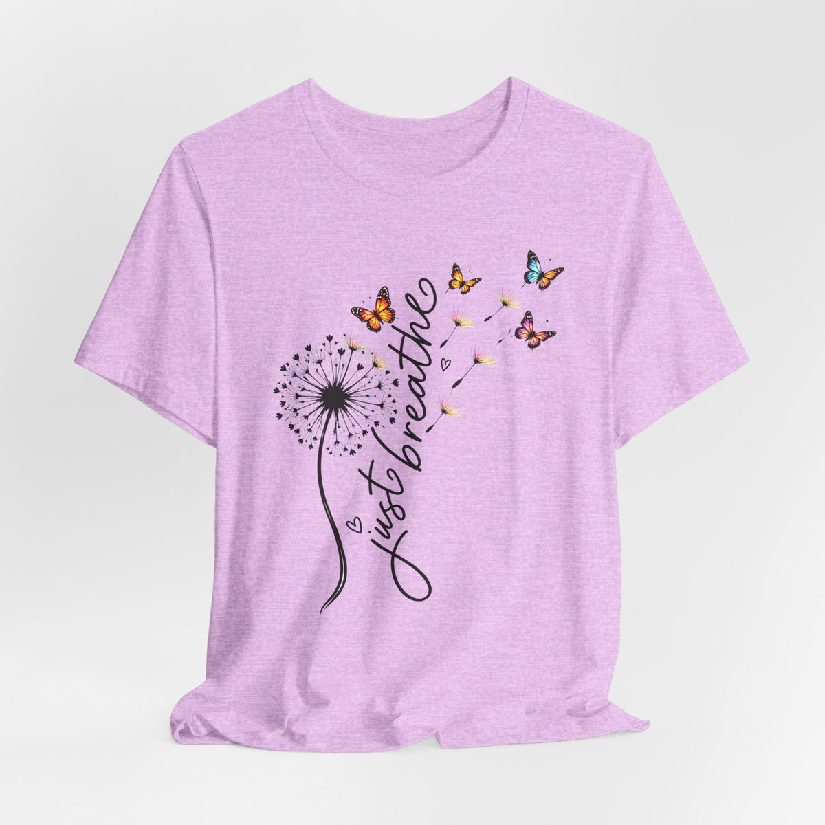 Just Breathe Dandelion T-Shirt,  Butterfly Inspirational Tee - 14519
