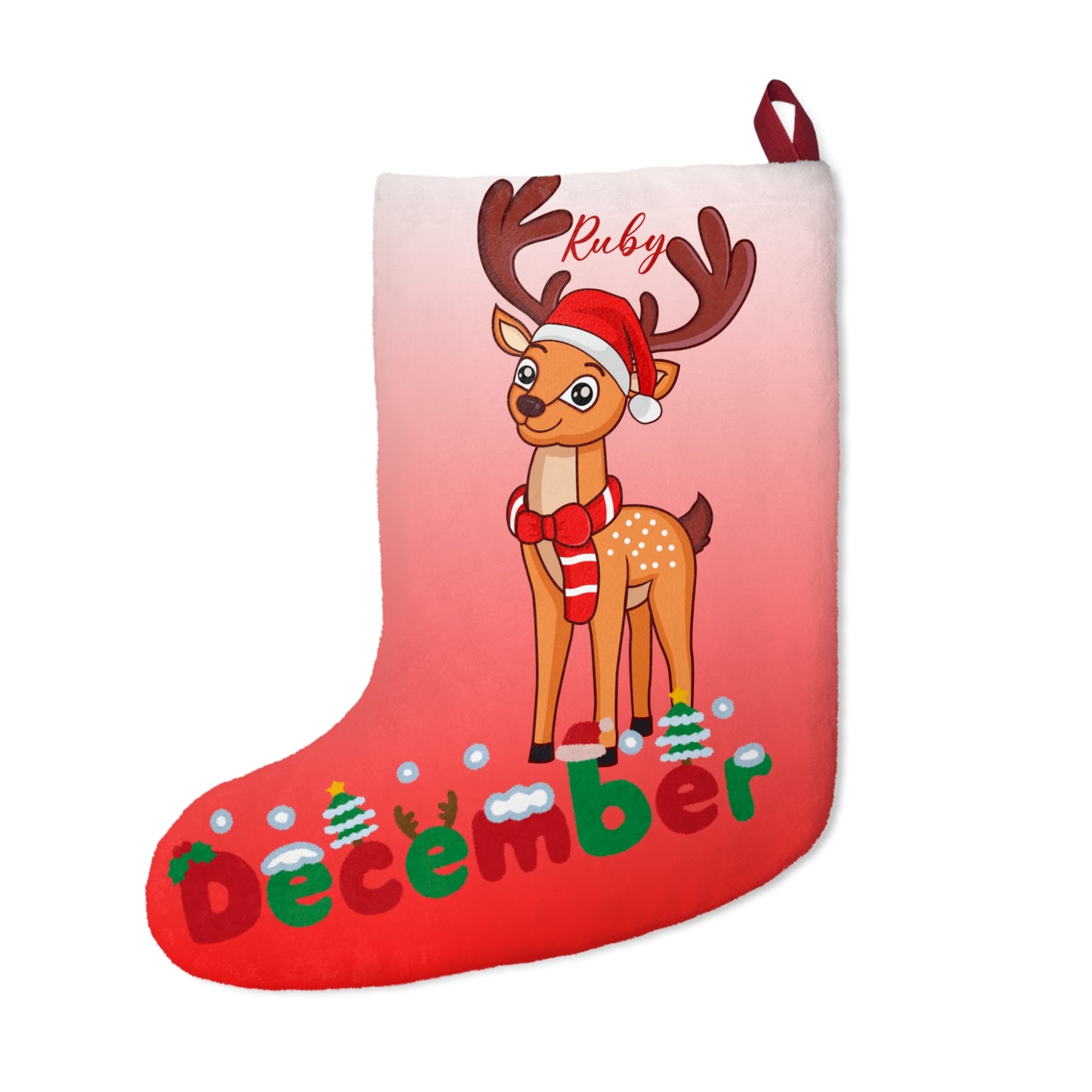 Ruby, Reindeer, December, Customizable - Christmas Stockings - 10206