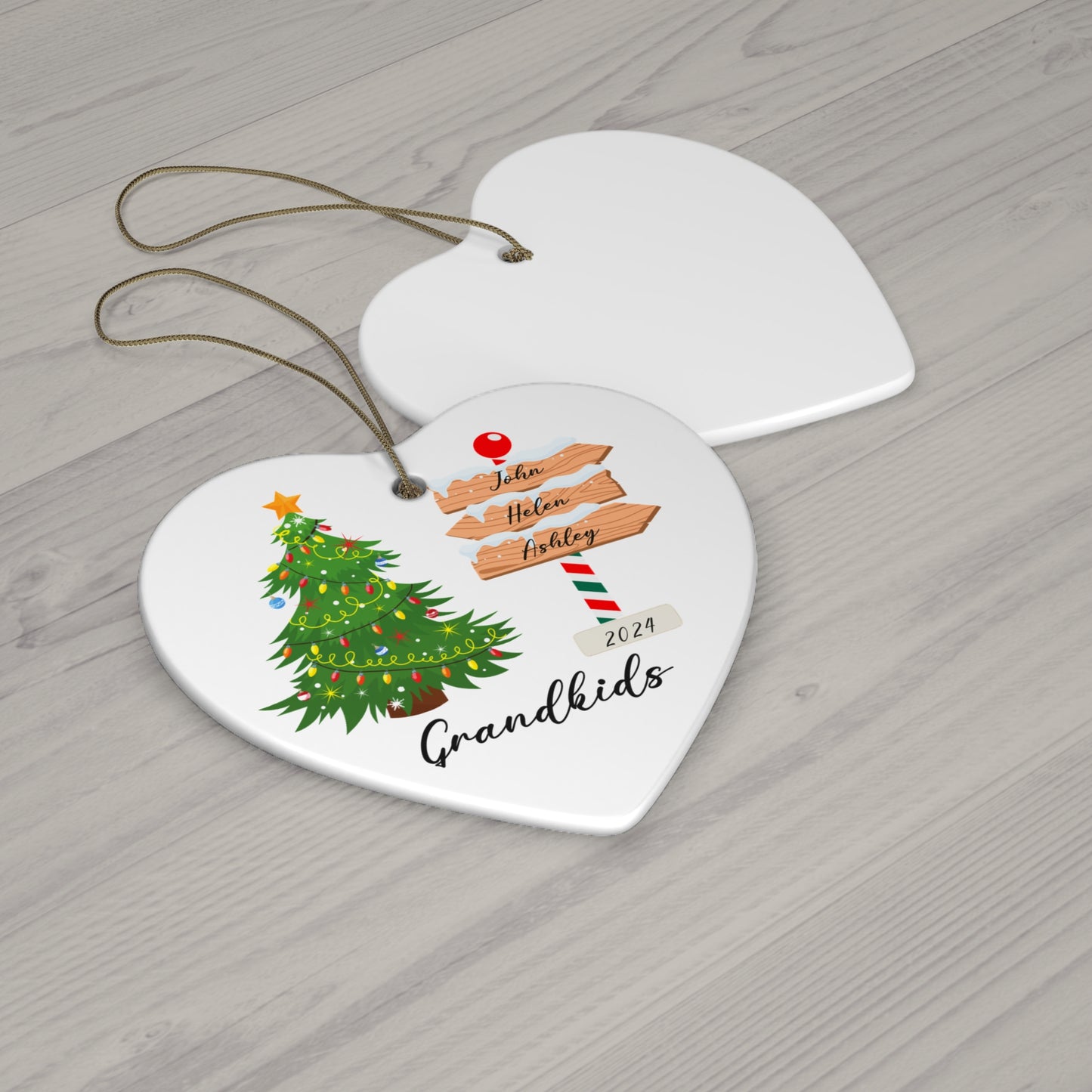 Snow Sign With Names, Customizable - Ceramic Ornament, 4 Shapes - 10118