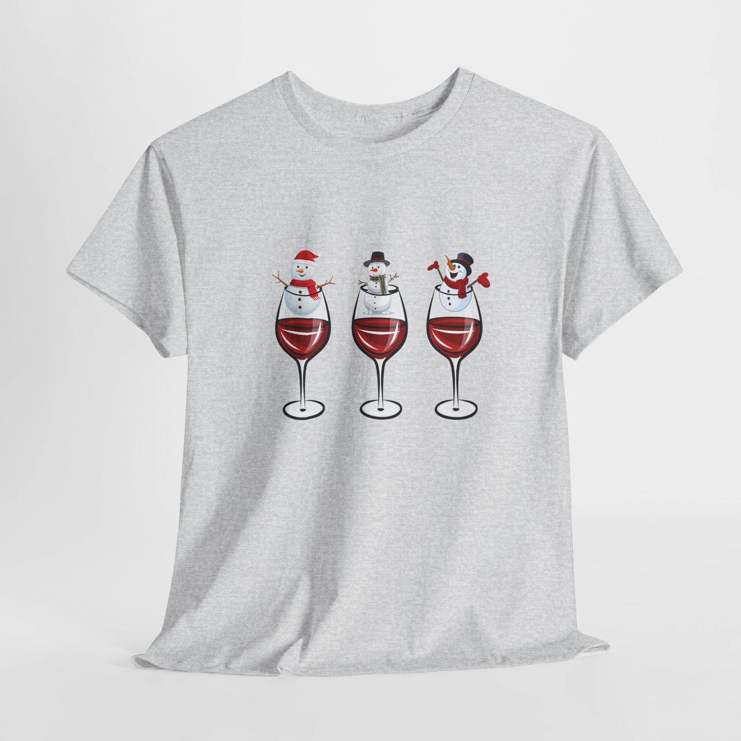 Snowmen & Glass of Wine - Unisex Heavy Cotton Tee