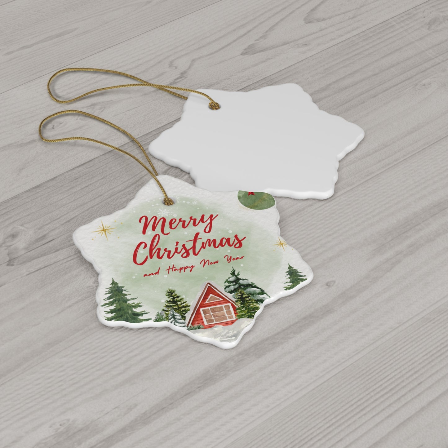 Merry Christmas & Happy New Year - Ceramic Ornament, 4 Shapes