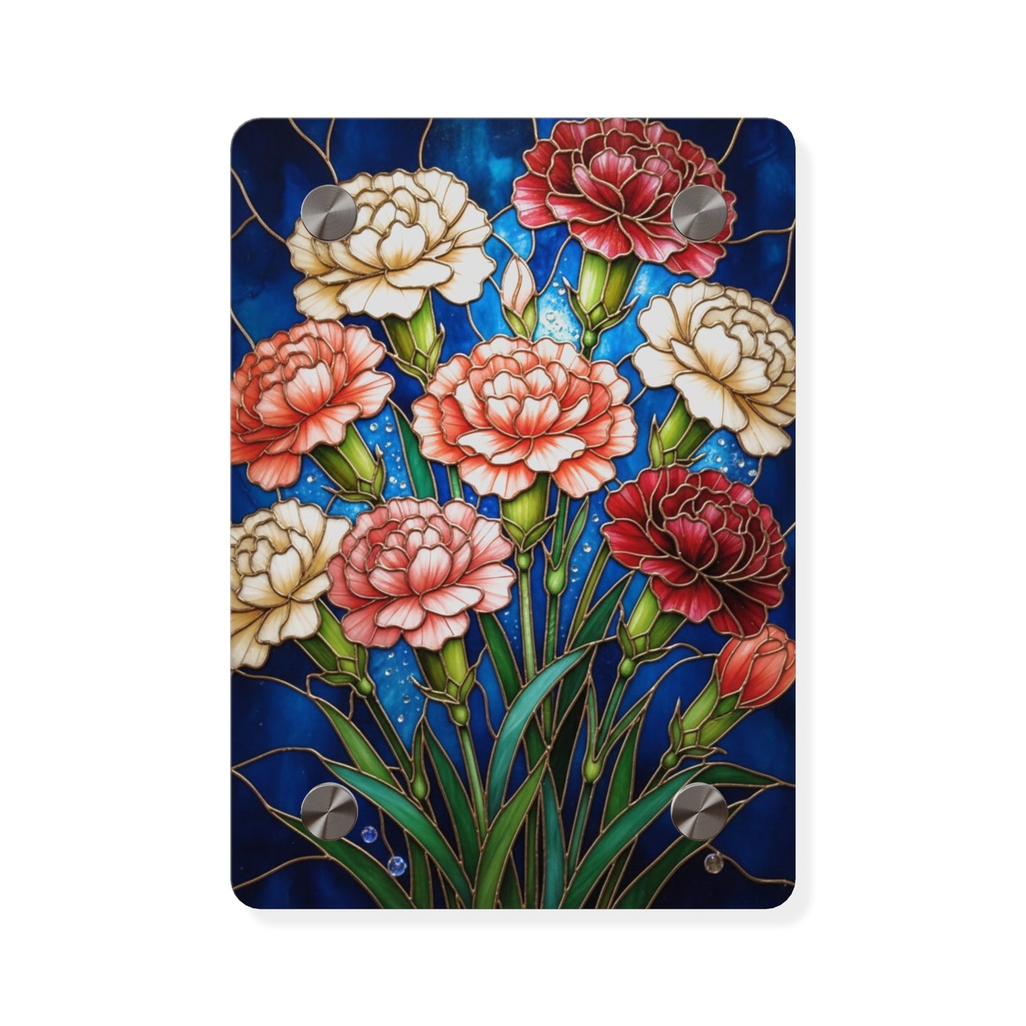 Carnation Bouquet Acrylic Wall Art Panel — Floral Home Décor - 14599