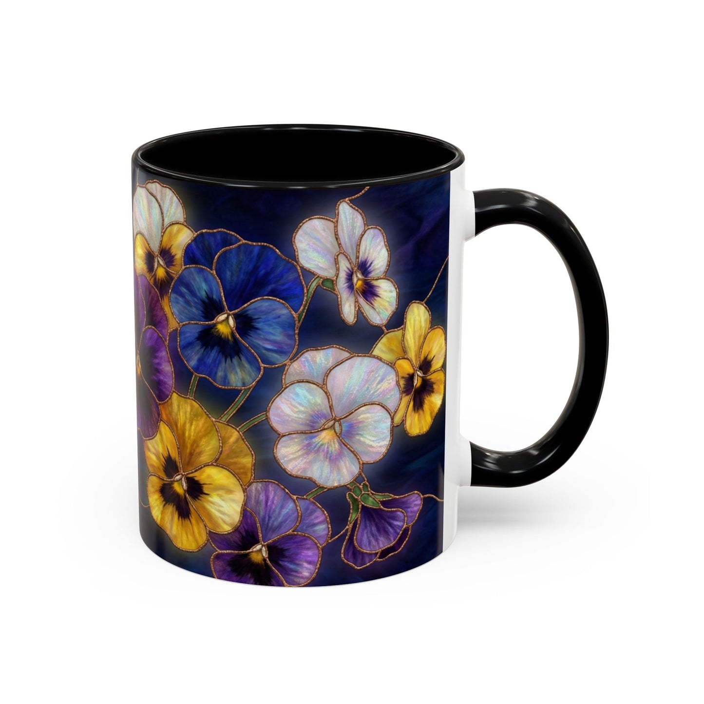 Pansy Floral Accent Coffee Mug — Stained Glass Design (11/15oz) - 14544