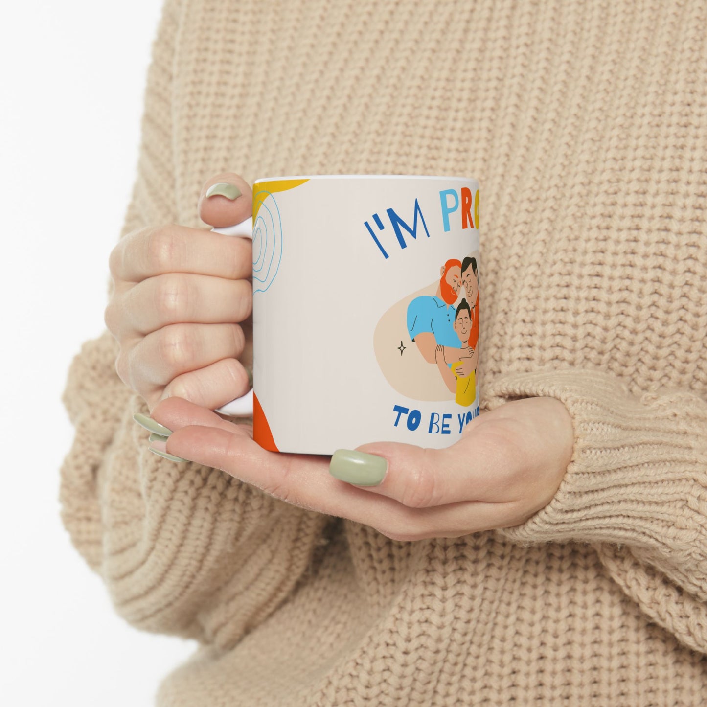 Proud Parent Ceramic Mug, Family Gift, Coffee Cup for Parents, Personalized Parent Mug, Mom Dad Kid Gift - 14053