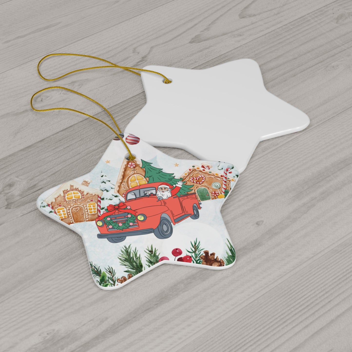 Santa is Coming - Ceramic Ornament, 4 Shapes